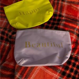 Yellow and Purple Pouches with Text